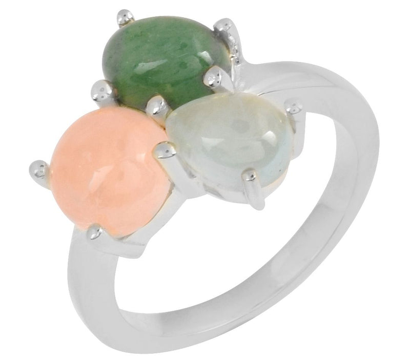 Affinity Gems Sterling Silver 3 Stone Ring — View 2