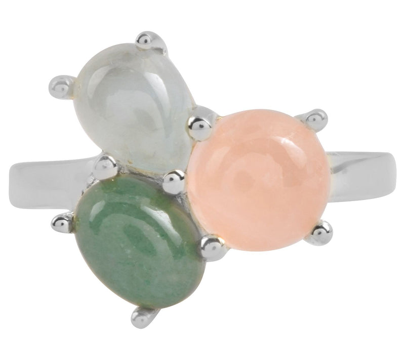 Affinity Gems Sterling Silver 3 Stone Ring — View 4