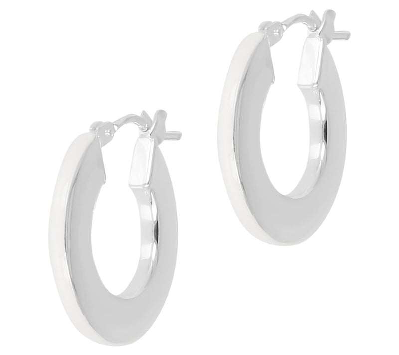 Italian Silver Enamel Hoop Earrings, Sterling Slver — View 11