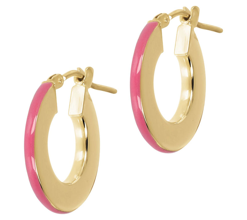 Italian Silver Enamel Hoop Earrings, 18K Gold Plated — View 7