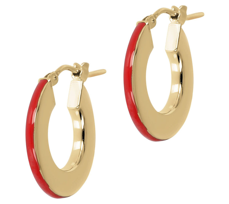 Italian Silver Enamel Hoop Earrings, 18K Gold Plated — View 9