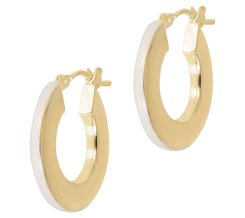Italian Silver Enamel Hoop Earrings, 18K Gold Plated — View 11