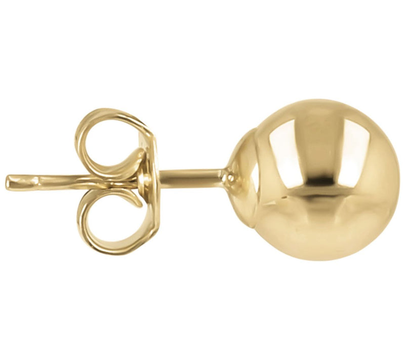 Italian Gold 10K Gold 6mm Ball Stud Earrings — View 6