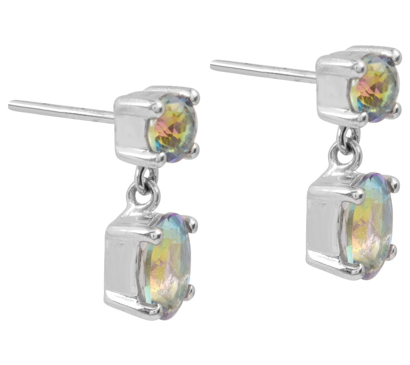 Affinity Gems Sterling Silver Green Coated Quartz Earrings — View 4