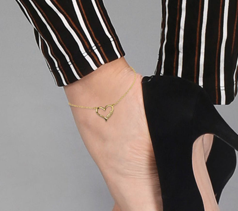 Open Heart "Hugs And Kisses" 14k Gold-Plated Sterling Anklet — View 5