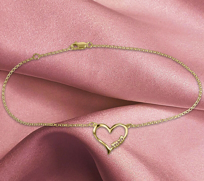 Open Heart "Hugs And Kisses" 14k Gold-Plated Sterling Anklet — View 4