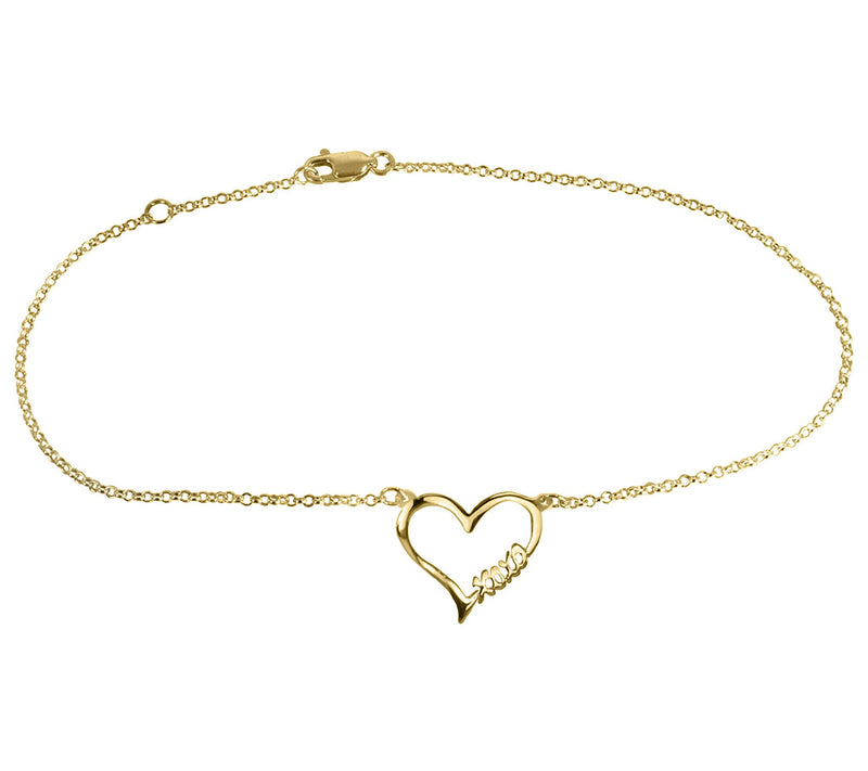 Open Heart "Hugs And Kisses" 14k Gold-Plated Sterling Anklet — Main view