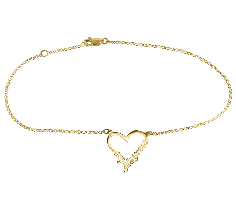 14K Gold Plated My Heart Is Yours Open Heart Anklet — View 3