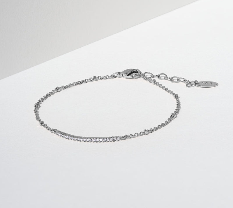 Diamonique Delicate Layering Bar Bracelet, 18K Gold Clad — View 5