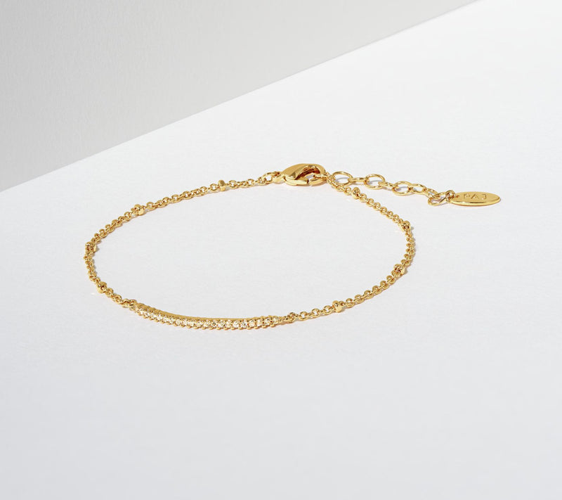 Diamonique Delicate Layering Bar Bracelet, 18K Gold Clad — View 7