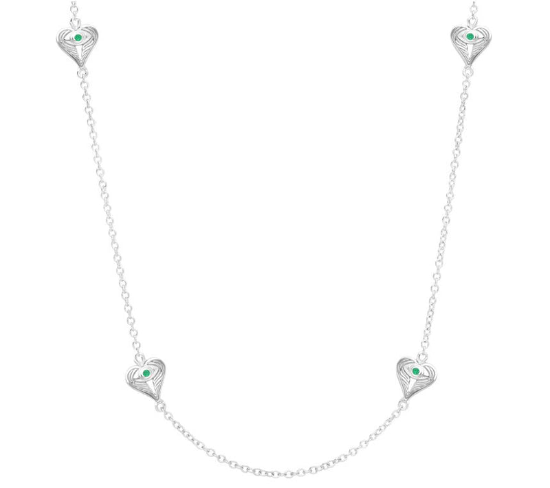 Goddaughters Sterling Silver Emerald Heart Stat ion Necklace — View 3