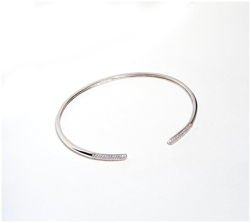 Diamonique Slim Open Bangle, 18K Gold Clad — View 5