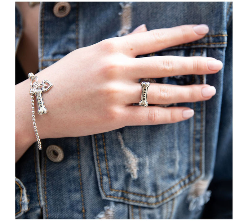 Or Paz Sterling Silver Personalized Dog Bone St retch Bracelet — View 3