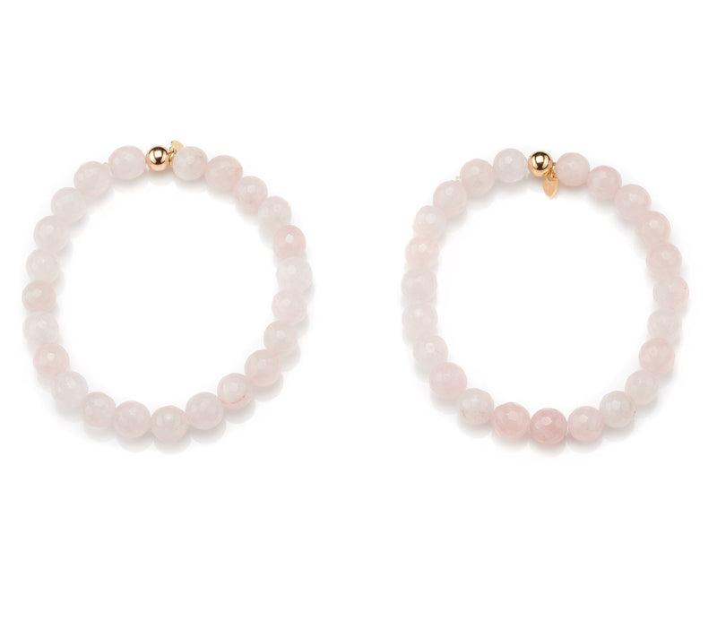 Alkeme 10K Gold & Rose Quartz 8mm Set of 2 Strech Bracelets — View 3