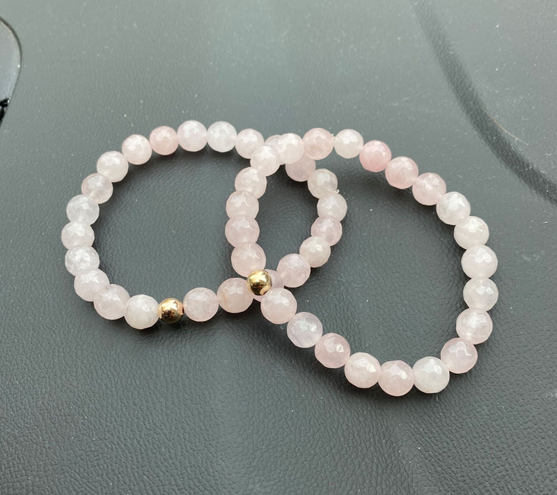 Alkeme 10K Gold & Rose Quartz 8mm Set of 2 Strech Bracelets — View 5