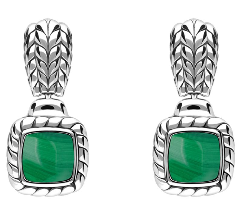 Tiffany Kay Silver Malachite Herringbone Doorknocker Earrings — View 3