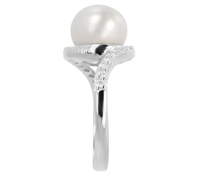 Honora x Diamonique Cultured Pearl Bypass Ring,Sterling Silver — View 6