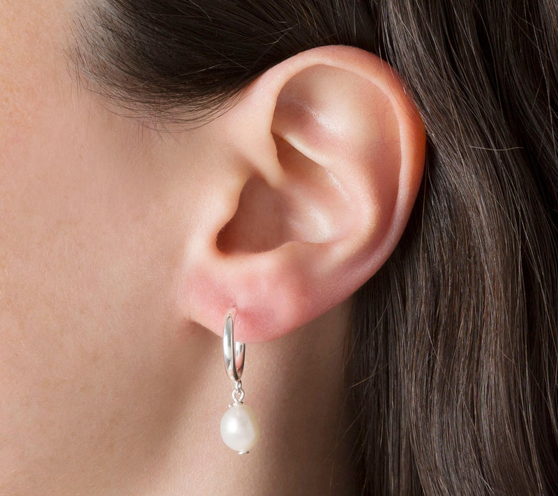 Honora Mini Hoop Cultured Pearl Dangle EarringsSterling — View 14