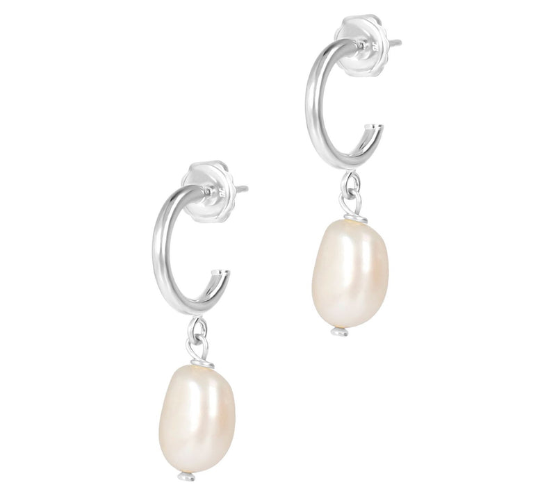 Honora Mini Hoop Cultured Pearl Dangle EarringsSterling — Main view