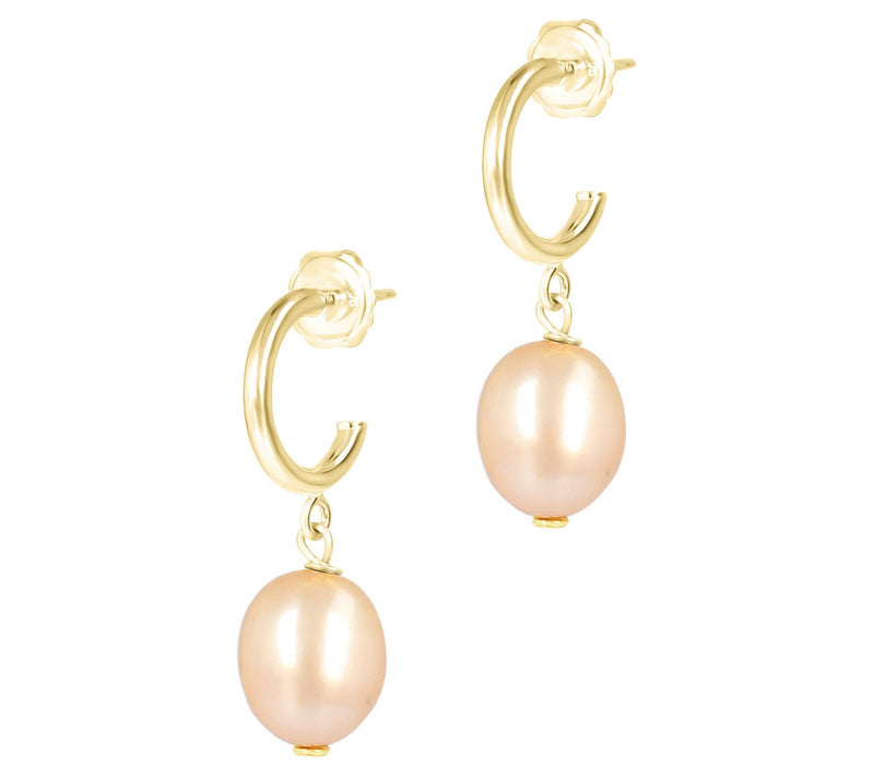 Honora Mini Hoop Cultured Pearl Dangle Earrings, 14K Plated — View 5
