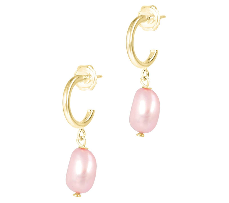 Honora Mini Hoop Cultured Pearl Dangle Earrings, 14K Plated — View 11