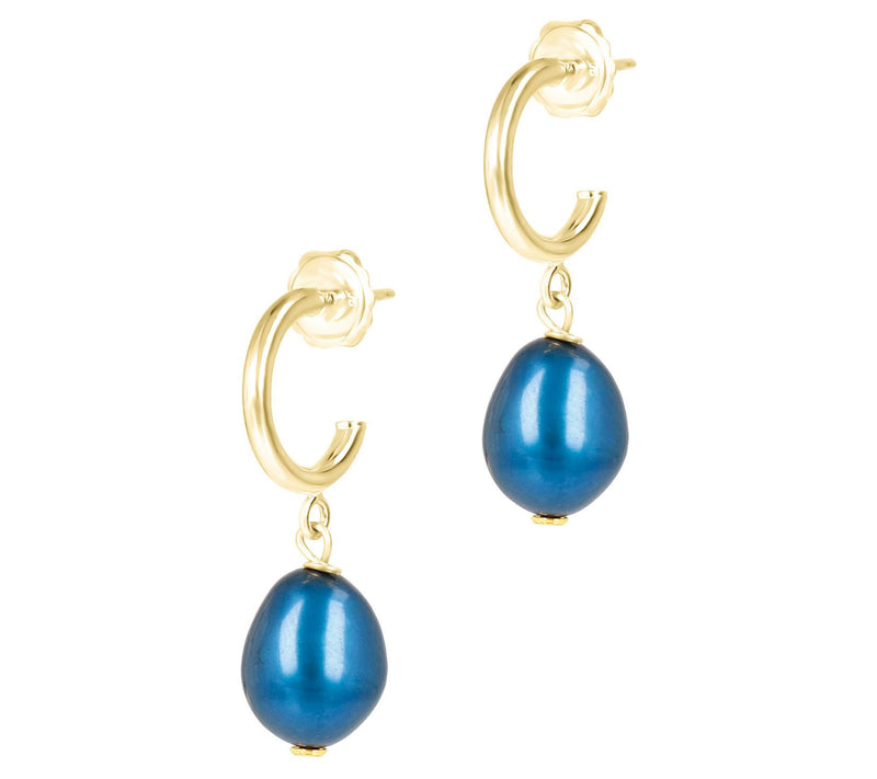 Honora Mini Hoop Cultured Pearl Dangle Earrings, 14K Plated — View 7
