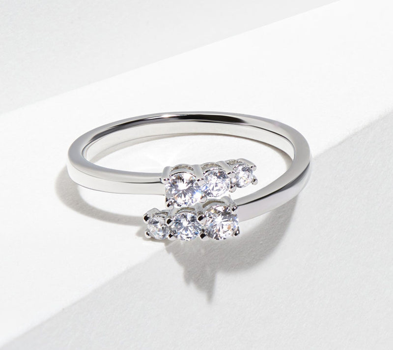 Diamonique 0.7 cttw Bypass Ring, Sterling Silver — Main view