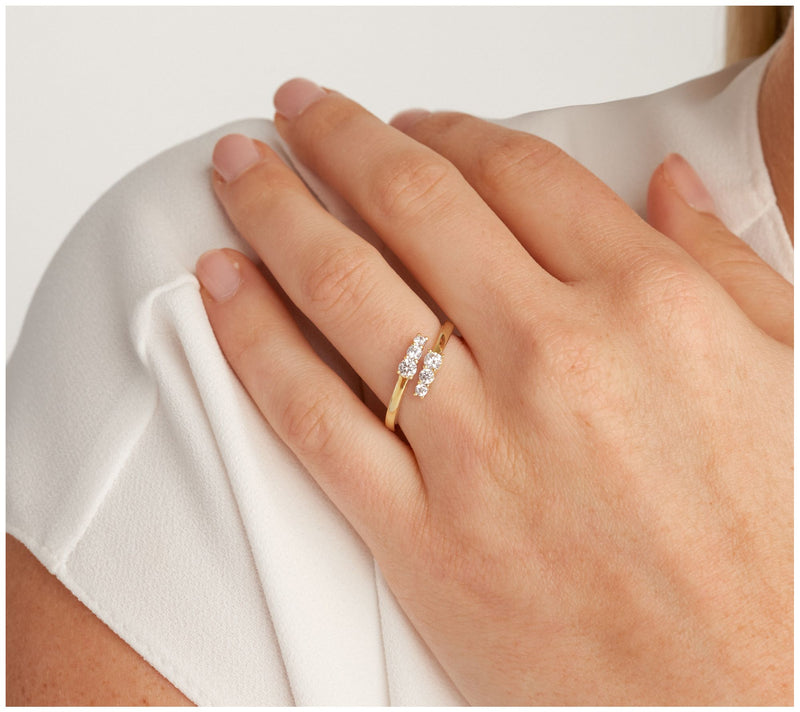 Diamonique 0.7 cttw Bypass Ring, Sterling Silver — View 7