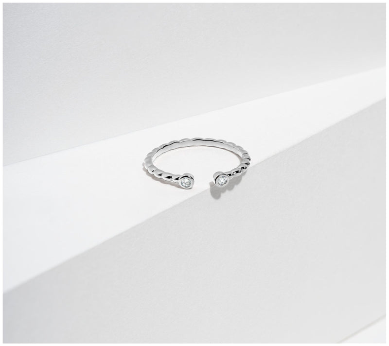 Diamonique 0.10 cttw Textured Ring, Sterling Silver — View 5