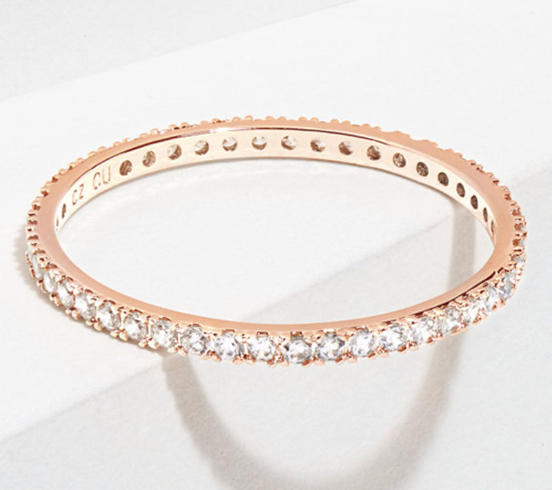 Diamonique 0.65 cttw Slim Eternity Band Ring, S terling — Main view