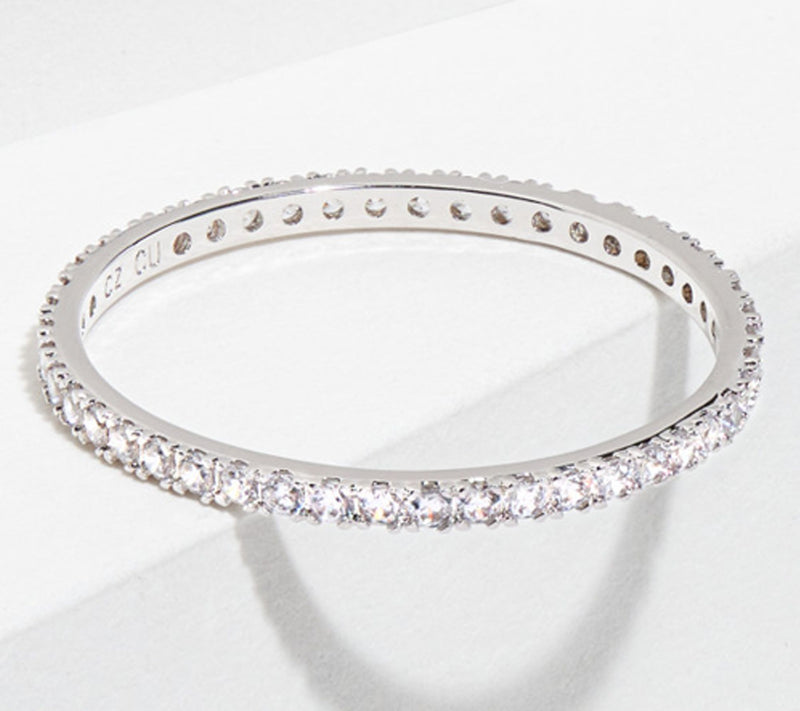 Diamonique 0.65 cttw Slim Eternity Band Ring, S terling — View 5