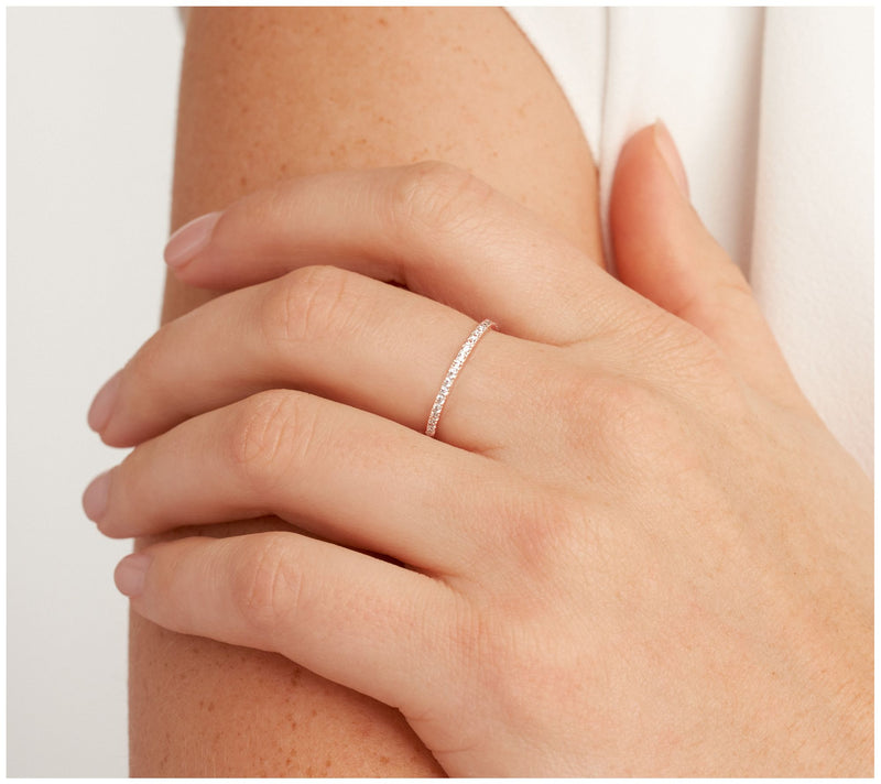 Diamonique 0.65 cttw Slim Eternity Band Ring, S terling — View 9