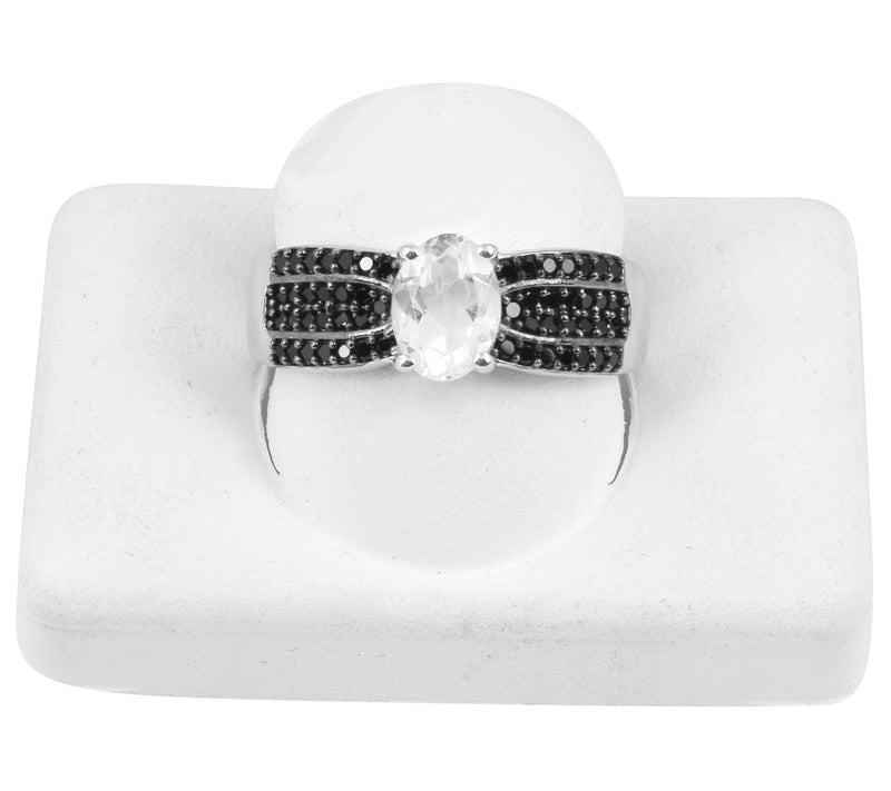 Affinity Gems Sterling Silver White Topaz & Black Spinel Ring — View 8