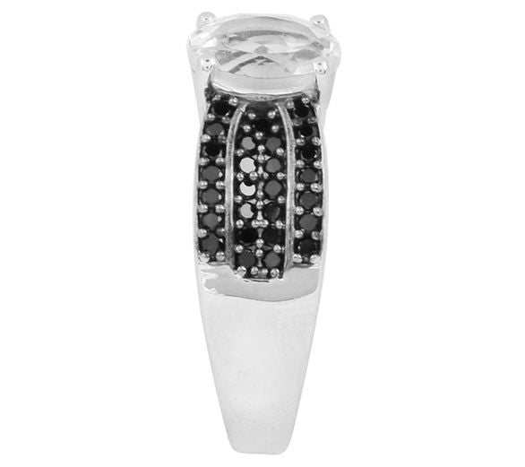 Affinity Gems Sterling Silver White Topaz & Black Spinel Ring — View 7