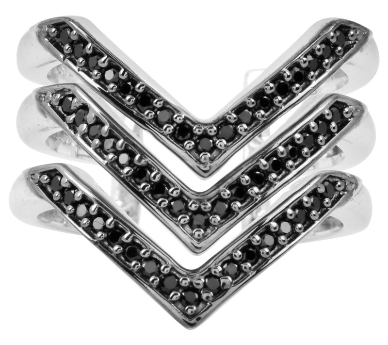 Affinity Gems Sterling Silver Multi-Row Black Spinel Ring — View 4