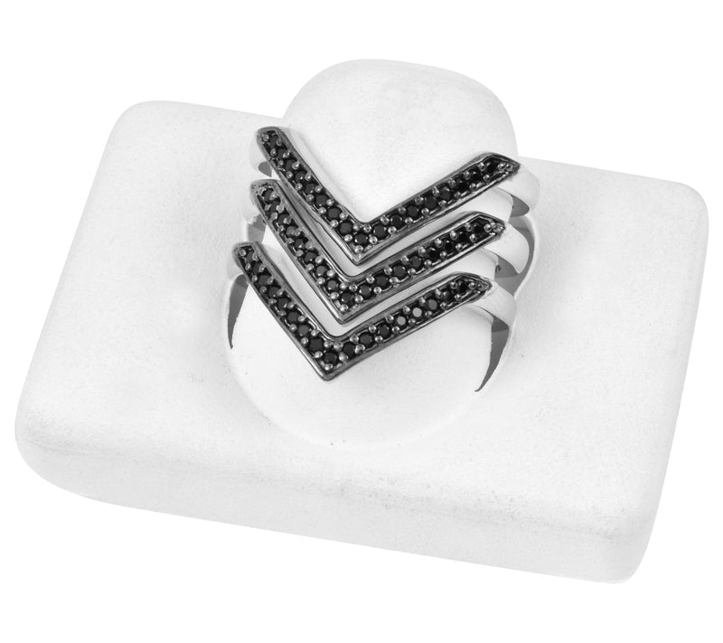 Affinity Gems Sterling Silver Multi-Row Black Spinel Ring — View 7