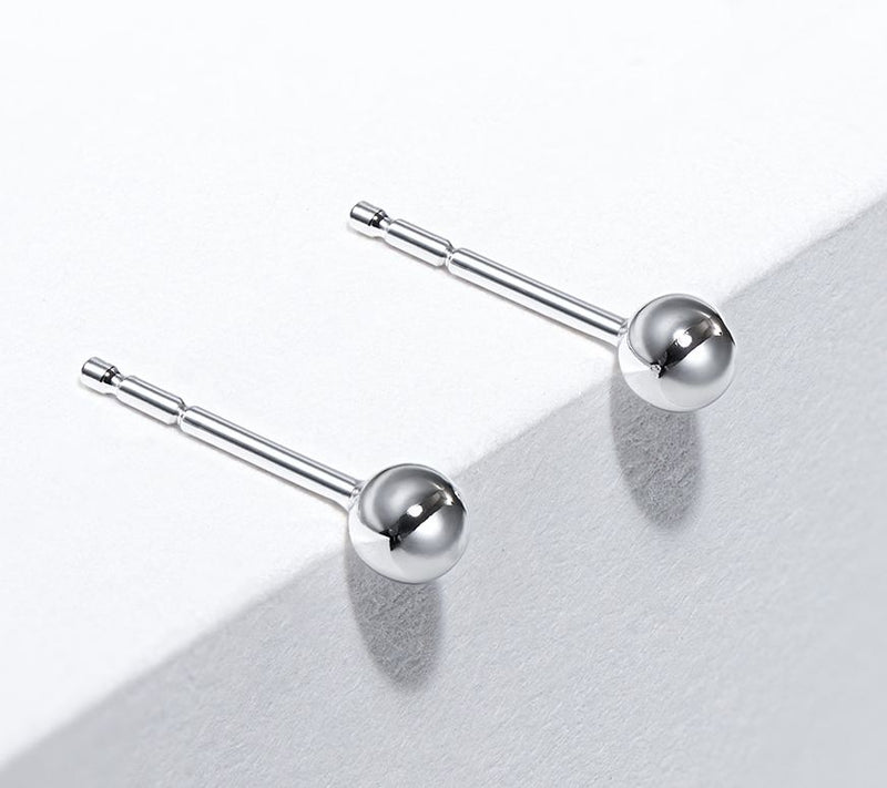 High Polished Ball Stud Earrings, 18K Gold Clad Sterling — View 3