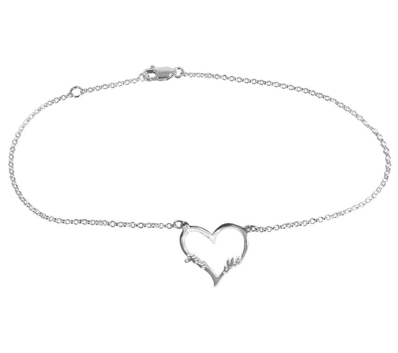 Open Heart "You Love Me" Sterling Silver Anklet — View 3