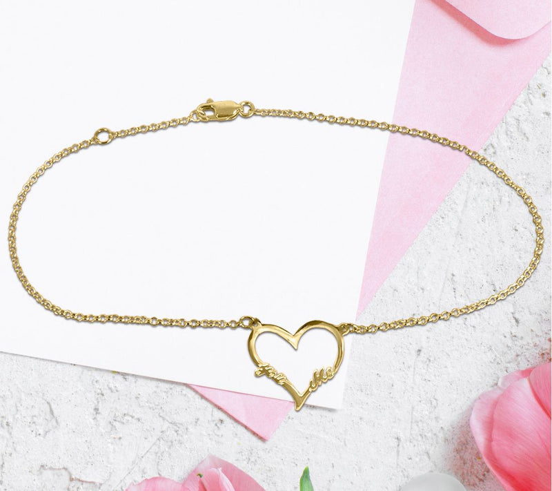 Open Heart "You Love Me" in 14K Gold Plated Sterling Silver — View 2