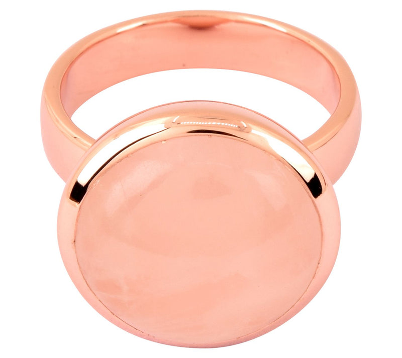 Affinity Gems Rose Quartz Cabochon Ring, 14K Rose Gold Plated — View 6