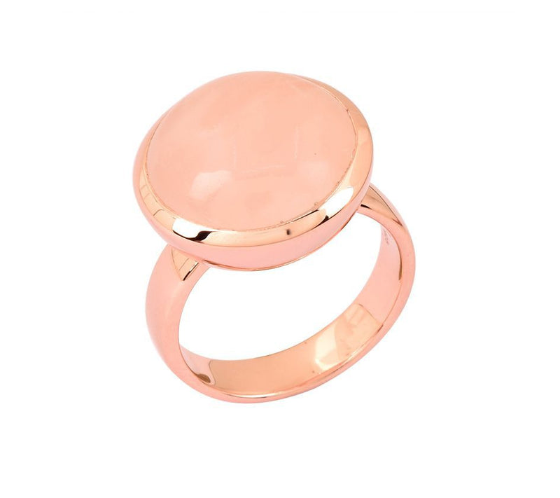 Affinity Gems Rose Quartz Cabochon Ring, 14K Rose Gold Plated — Main view