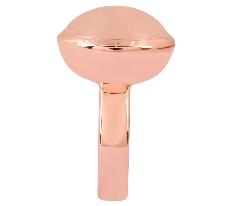 Affinity Gems Rose Quartz Cabochon Ring, 14K Rose Gold Plated — View 4