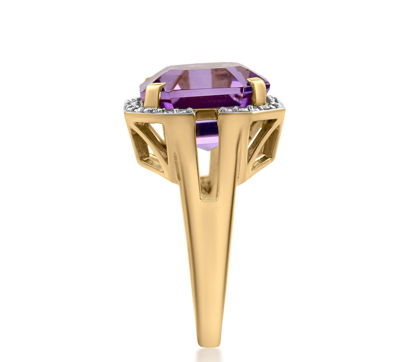 Affinity Gems Asscher Cut Gemstone & Diamond Ri ng, 14K Gold — View 11