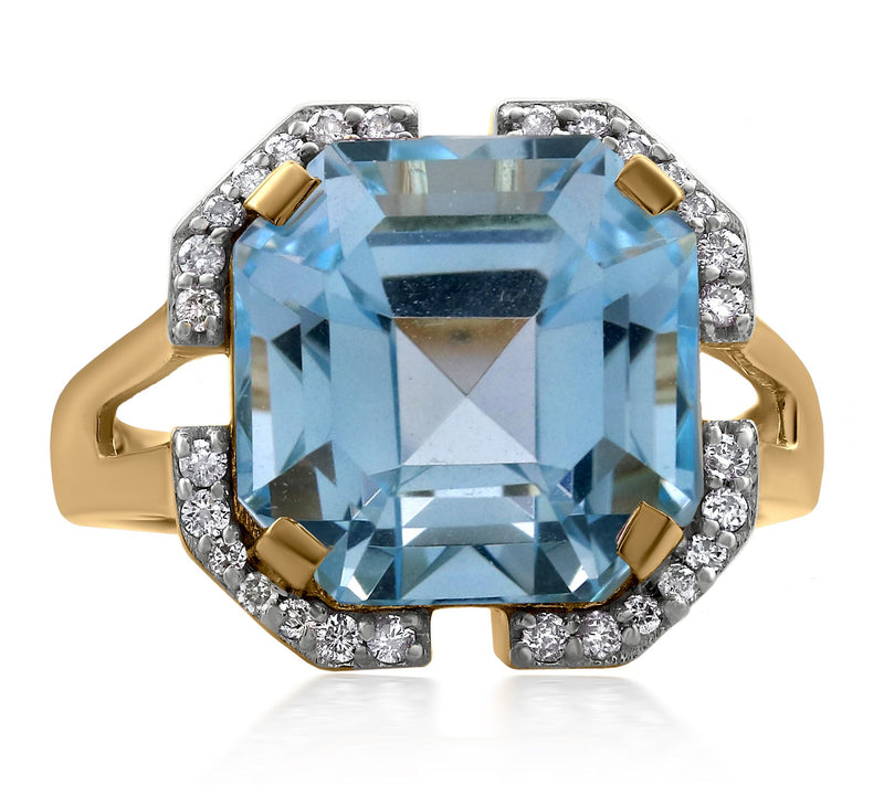 Affinity Gems Asscher Cut Gemstone & Diamond Ri ng, 14K Gold — View 5