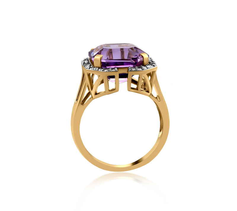 Affinity Gems Asscher Cut Gemstone & Diamond Ri ng, 14K Gold — View 10