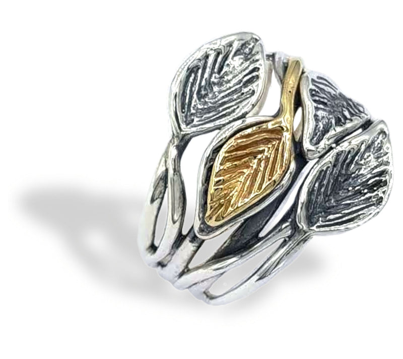 Hagit Sterling Silver and 14K Gold Foliage Ring — View 2