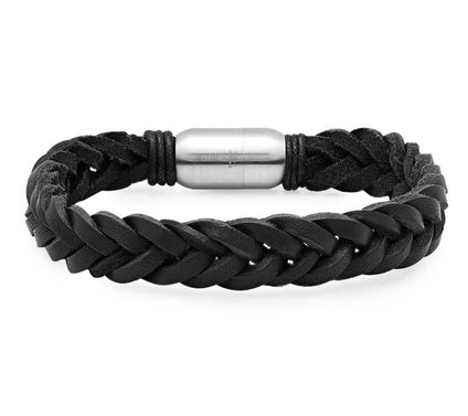 Steel By Design Men's Braided Leather Bracelet