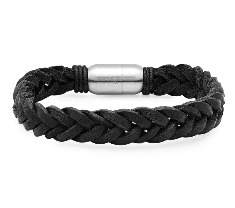 Steel By Design Men's Braided Leather Bracelet — Main view