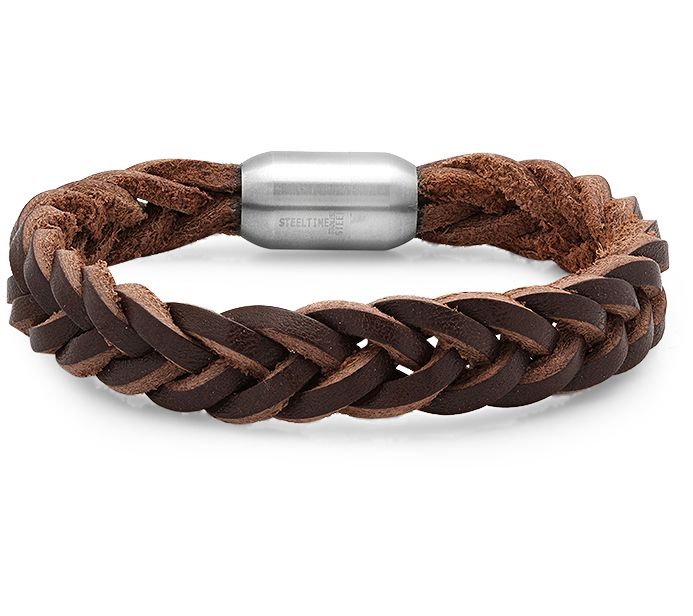 Steel By Design Men's Braided Leather Bracelet — View 5