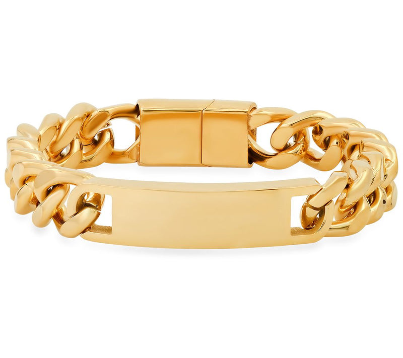 Steel by Design Men's Cuban Lin k ID Bracelet — View 5
